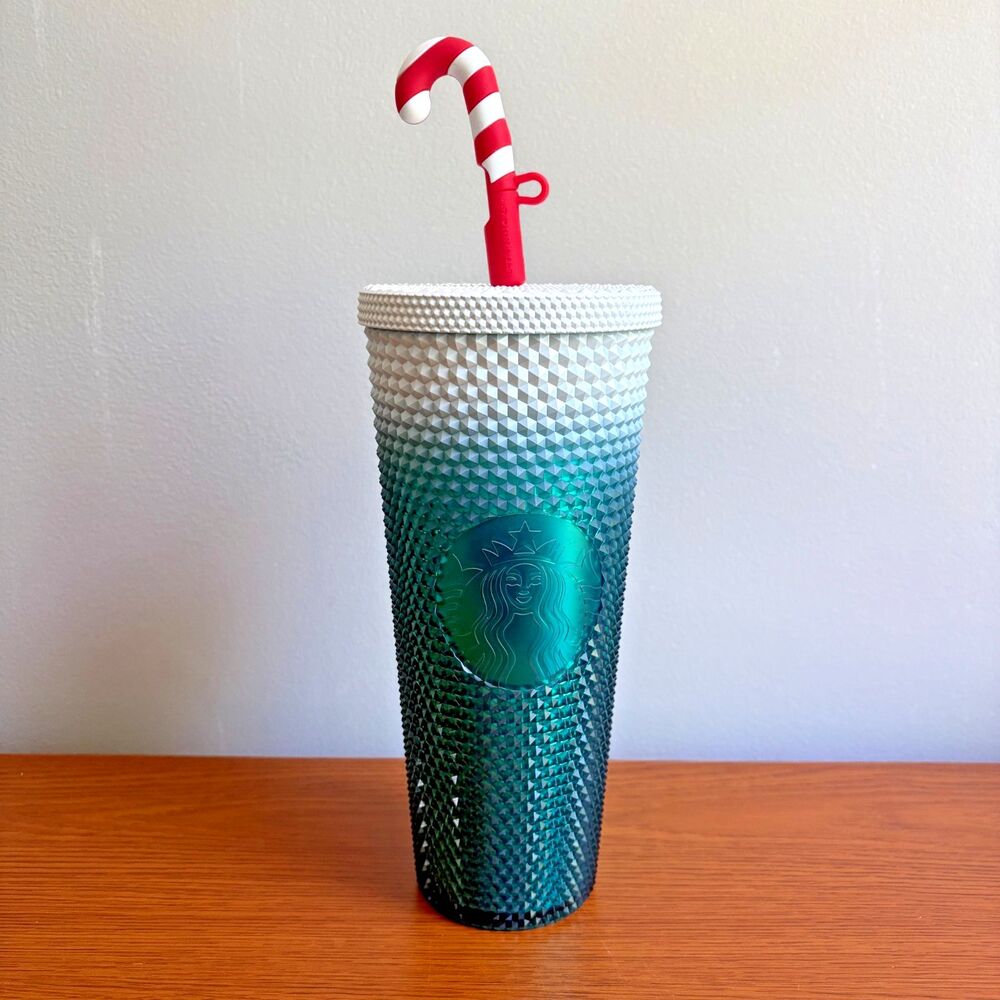 Starbucks Tumbler Disneyland 2023 Holiday w/Candy Cane Straw Topper